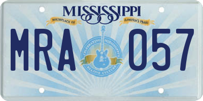 MS license plate MRA057