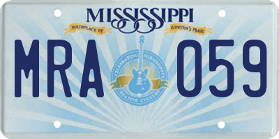 MS license plate MRA059