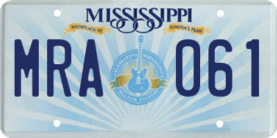 MS license plate MRA061
