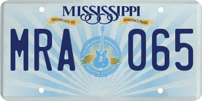 MS license plate MRA065