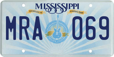 MS license plate MRA069