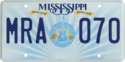 MS license plate MRA070