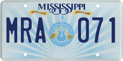 MS license plate MRA071