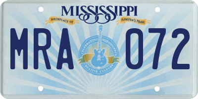 MS license plate MRA072