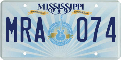 MS license plate MRA074
