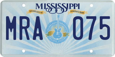MS license plate MRA075