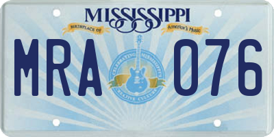 MS license plate MRA076