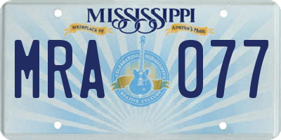 MS license plate MRA077