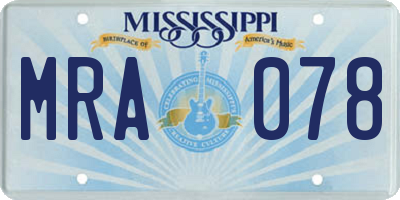 MS license plate MRA078