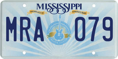 MS license plate MRA079