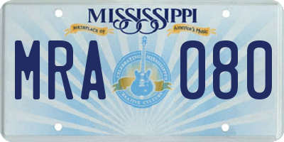 MS license plate MRA080