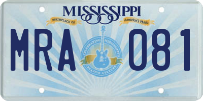 MS license plate MRA081