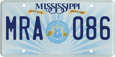 MS license plate MRA086