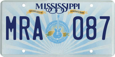 MS license plate MRA087