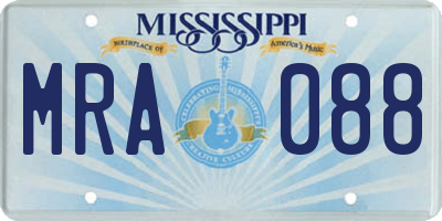 MS license plate MRA088