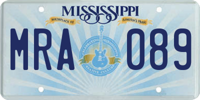 MS license plate MRA089