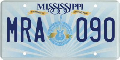 MS license plate MRA090