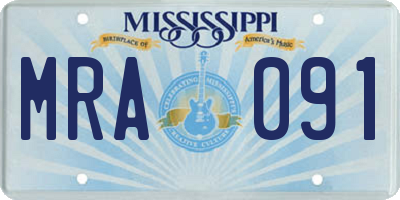 MS license plate MRA091