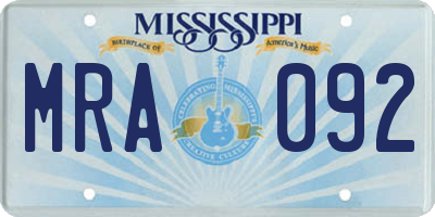 MS license plate MRA092