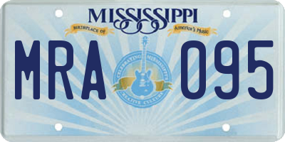 MS license plate MRA095