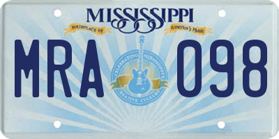 MS license plate MRA098