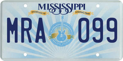 MS license plate MRA099
