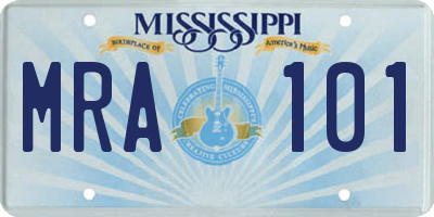 MS license plate MRA101