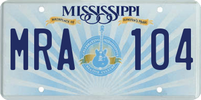 MS license plate MRA104