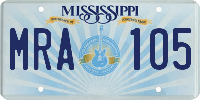 MS license plate MRA105