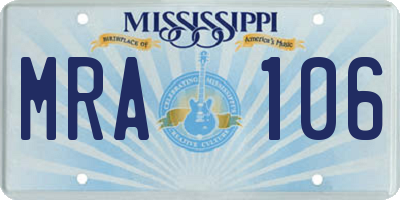 MS license plate MRA106