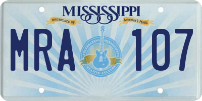 MS license plate MRA107