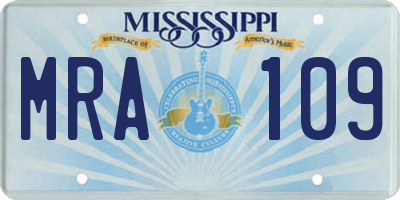 MS license plate MRA109