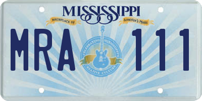 MS license plate MRA111