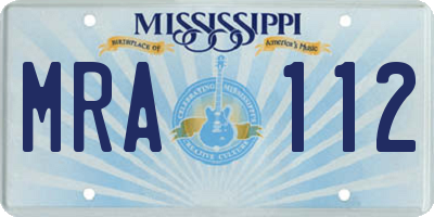 MS license plate MRA112