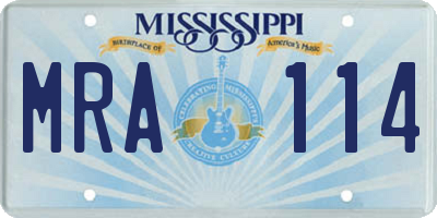 MS license plate MRA114