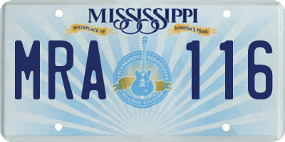 MS license plate MRA116