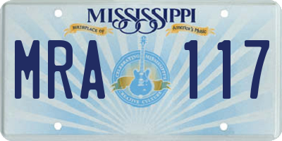MS license plate MRA117