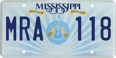 MS license plate MRA118