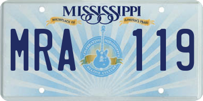 MS license plate MRA119