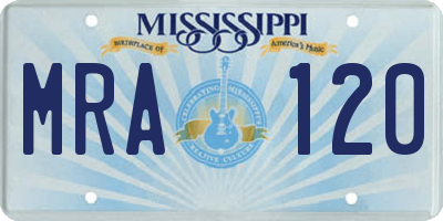 MS license plate MRA120
