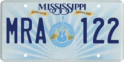MS license plate MRA122