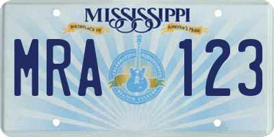 MS license plate MRA123
