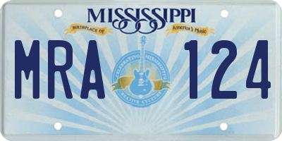 MS license plate MRA124