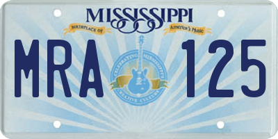 MS license plate MRA125