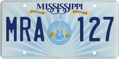 MS license plate MRA127