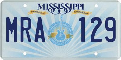 MS license plate MRA129