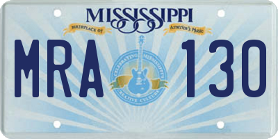 MS license plate MRA130