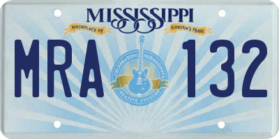 MS license plate MRA132
