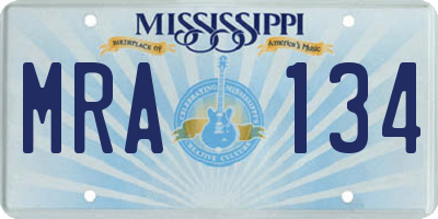 MS license plate MRA134