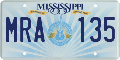 MS license plate MRA135